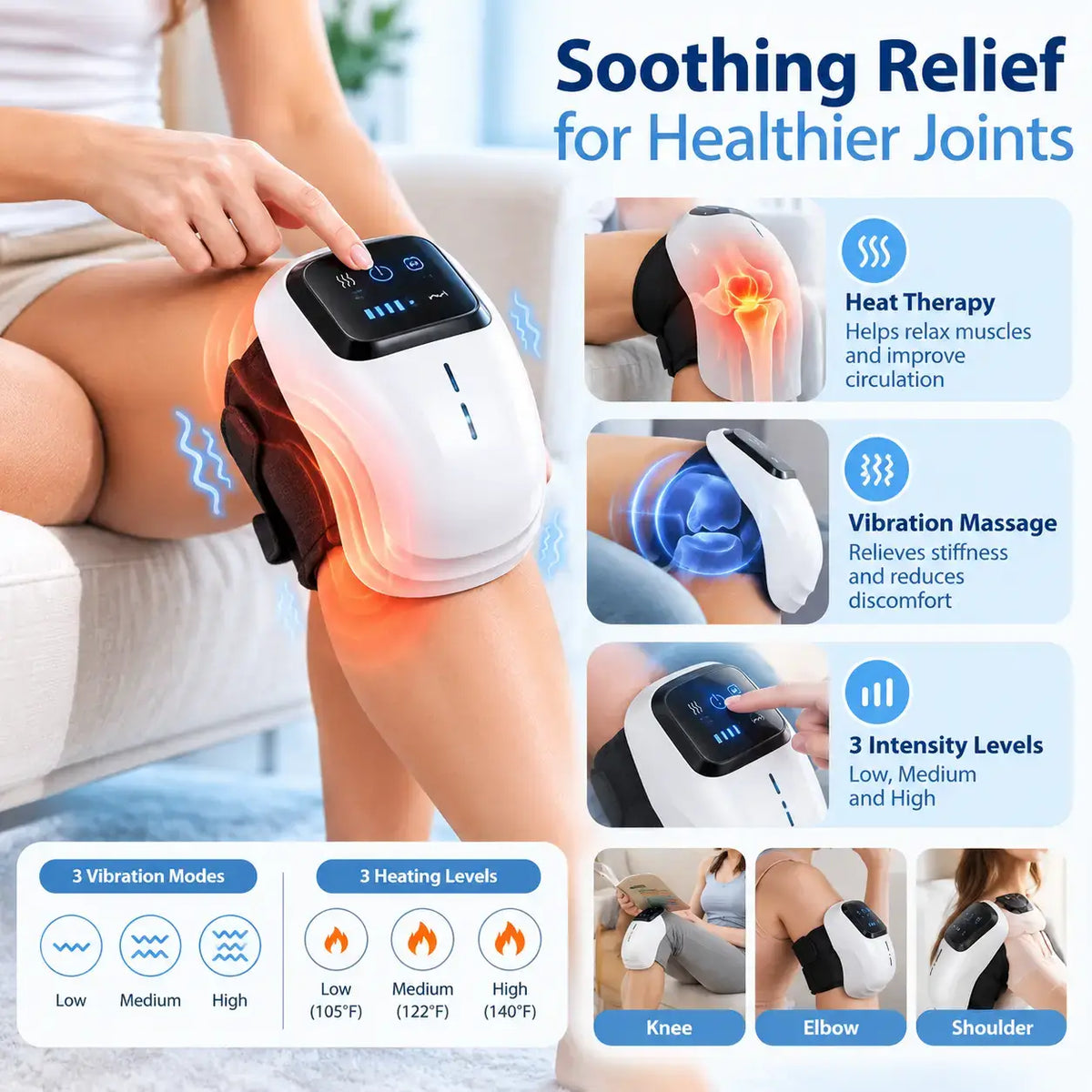 Kneeflow™ Cordless Heat & Vibration Knee Massager