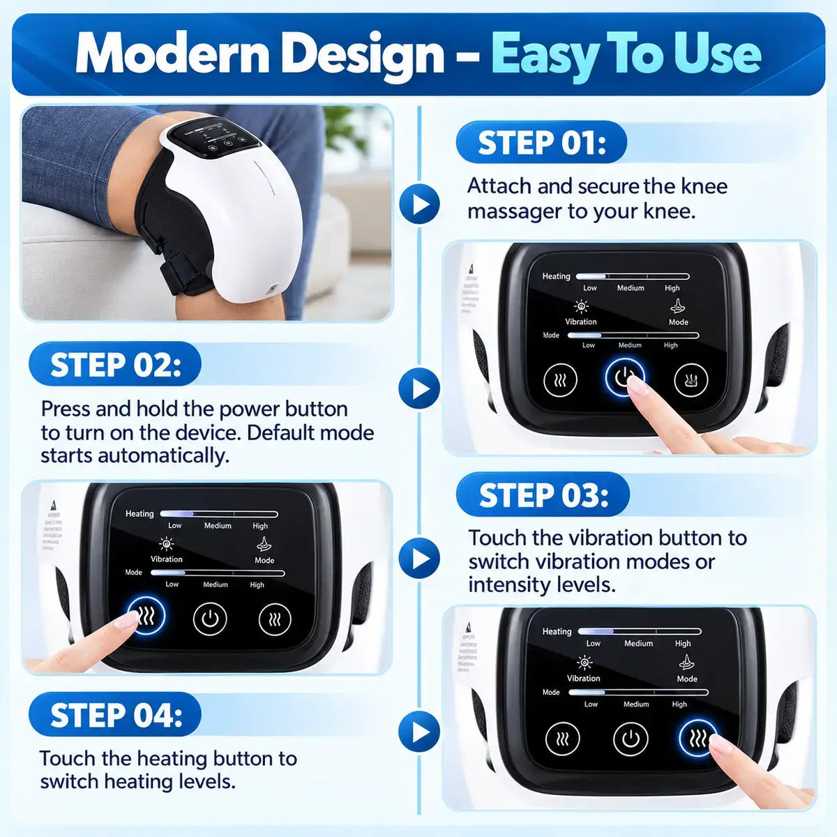 Kneeflow™ Cordless Heat & Vibration Knee Massager